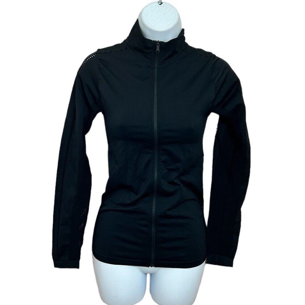 Varley Poinsettia Full Zip Jacket Sz XXS/XS Fitted Black Perforated Mesh - Picture 8 of 15